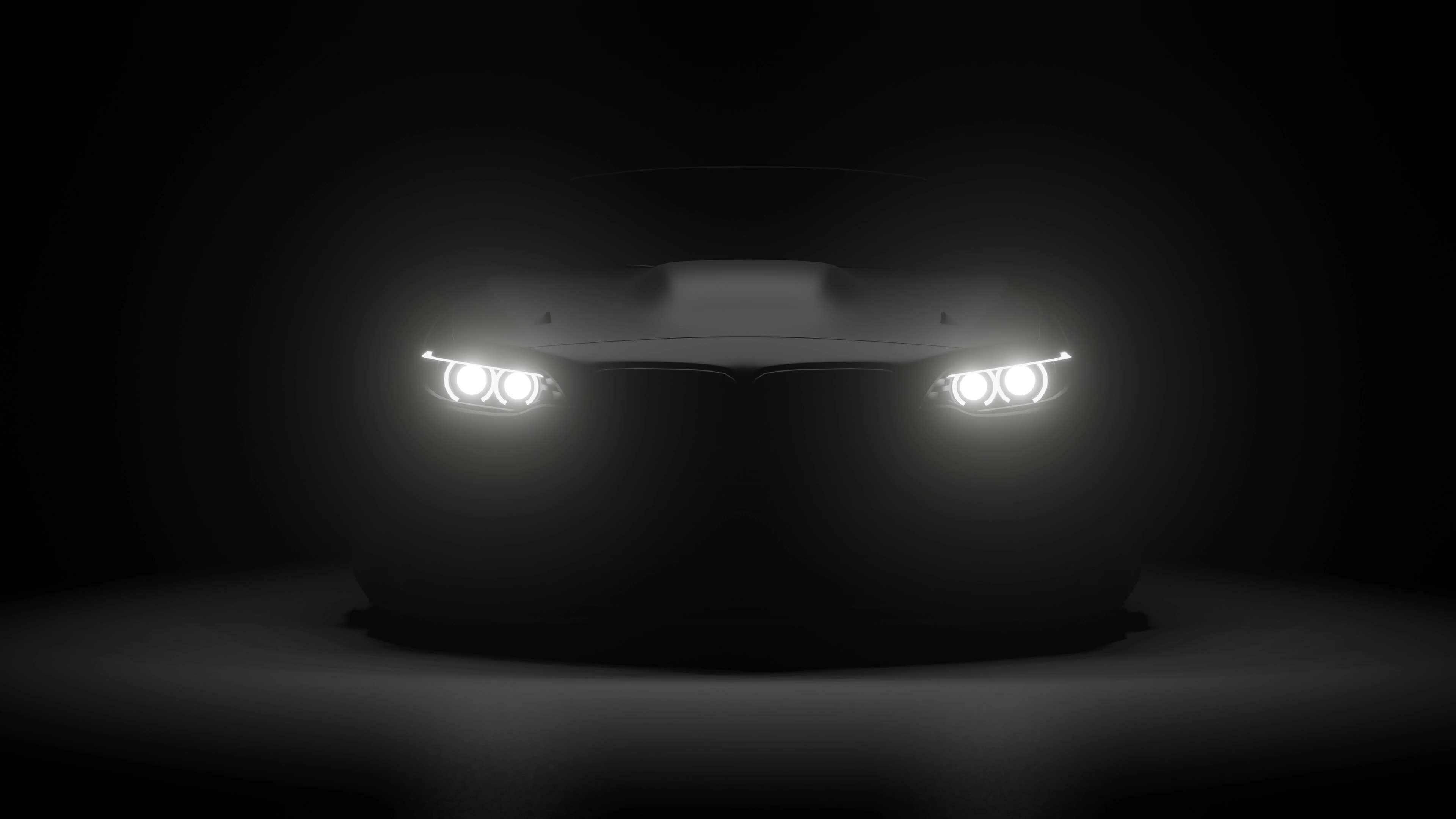 3D Rendered Super car Cinematic front view in dark background, blue