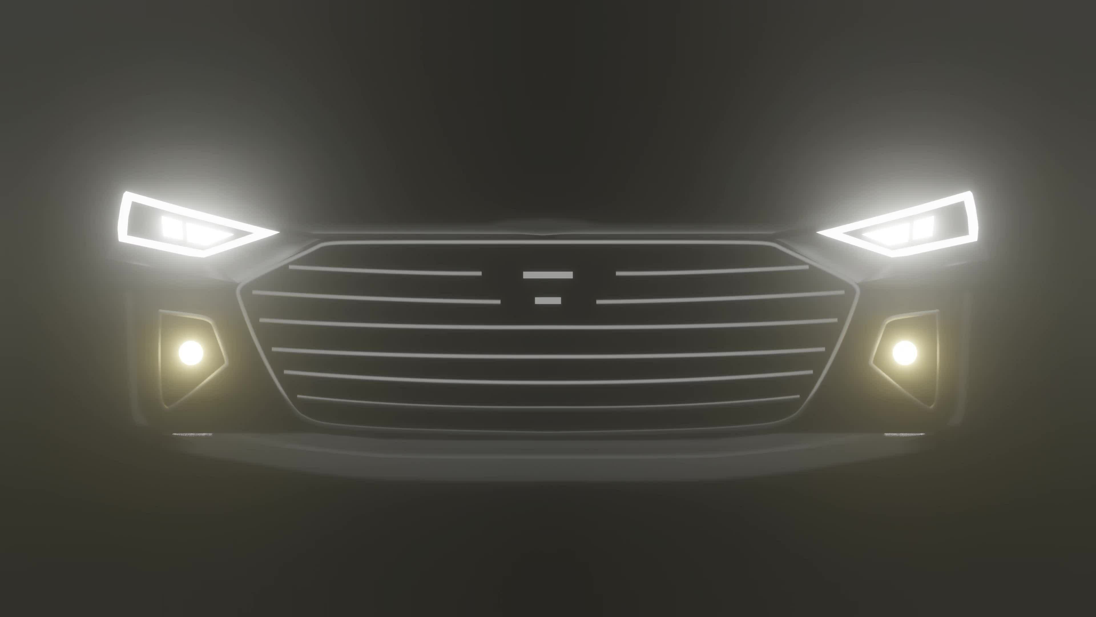 Car headlight blinking in Dark. Sports car Headlight. Car Front View