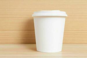 AI generated coffee paper cup mockup. AI Generative Pro Photo