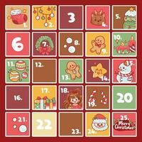 gratis vector plano diseño adviento calendario con Navidad elementos