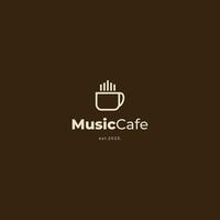 Music Cafe logo, cup coffee combine with sound wave logo concept vector