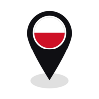 Flag of Poland flag on map pinpoint icon isolated black color png