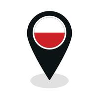 Flag of Poland flag on map pinpoint icon isolated black color vector
