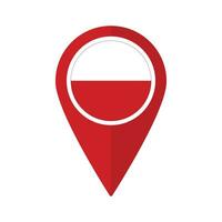 Flag of Poland flag on map pinpoint icon isolated red color vector