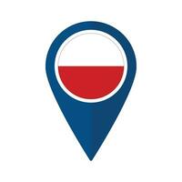 Flag of Poland flag on map pinpoint icon isolated blue color vector