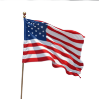 AI Generative waving American flag on transparent background PNG image