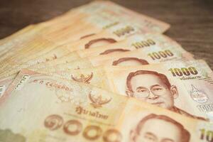 Thai baht banknote money, investment economy, accounting business and banking. photo