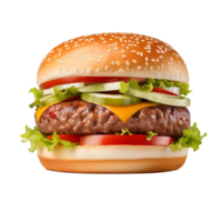 AI Generative beef hamburger on transparent background PNG image