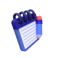 unique 3d daily calendar plan blank paper pencil icon .Trendy and modern in 3d style. png