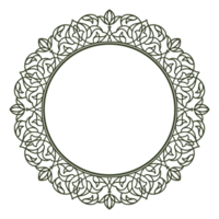 Decorative line art circle frame for design template. Elegant png element for design in Eastern style with transparent background. Lace illustration for invitations and greeting cards