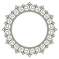 Decorative line art circle frame for design template. Elegant png element for design in Eastern style with transparent background. Lace illustration for invitations and greeting cards