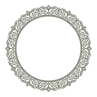 Decorative line art circle frame for design template. Elegant png element for design in Eastern style with transparent background. Lace illustration for invitations and greeting cards