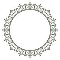 Decorative line art circle frame for design template. Elegant png element for design in Eastern style with transparent background. Lace illustration for invitations and greeting cards