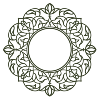 Decorative line art circle frame for design template. Elegant png element for design in Eastern style with transparent background. Lace illustration for invitations and greeting cards