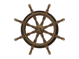 Isolated vintage brown wooden steering wheel png