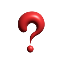 Isolated red single question mark 3D icon for speech, talk, debate, message, community png