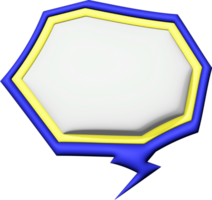 The 3D blue and yellow comic speech bubble on transparent background png