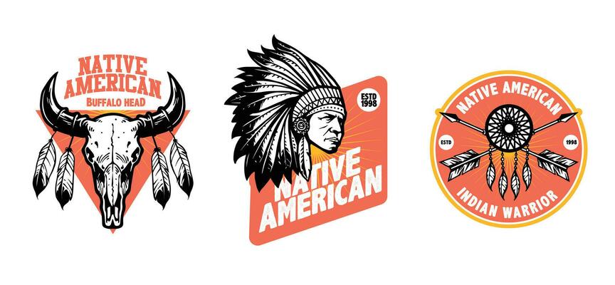 indian artwork for emblem and badge