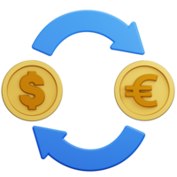 dollaro Euro moneta scambio 3d illustrazione png