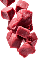 ai generado que cae carne carne de vaca cubitos png