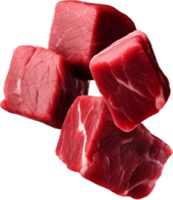 AI generated Falling meat beef cubes png