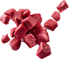 AI generated Falling meat beef cubes png