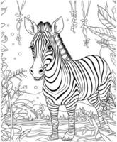 zebra jungle coloring pages for adults vector