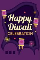 Diwali poster Traditional indian celebration Vector illustration