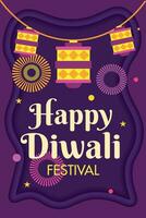 Diwali poster Traditional indian celebration Vector illustration