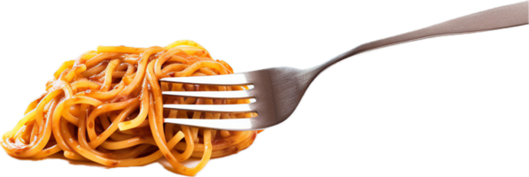 Fork with spaghetti png with AI generated.