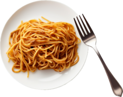 Fork with spaghetti png with AI generated.