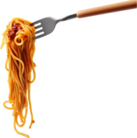 Fork with spaghetti png with AI generated.