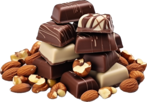 AI generated chocolate candy with nuts png