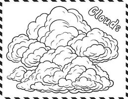 nubes colorante página dibujo para niños vector