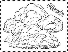 Clouds Coloring Page Drawing For Kids vector