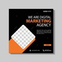 Marketing Agency Social Media Post, Digital Marketing Web Banner, Corporate Square Flyer Template. Vector illustration with Space to add pictures minimal and modern design.