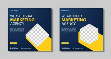 Marketing Agency Social Media Post, Digital Marketing Web Banner, Corporate Square Flyer Template. Vector illustration with Space to add pictures minimal and modern design.