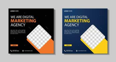 Marketing Agency Social Media Post, Digital Marketing Web Banner, Corporate Square Flyer Template. Vector illustration with Space to add pictures minimal and modern design.