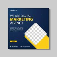 Marketing Agency Social Media Post, Digital Marketing Web Banner, Corporate Square Flyer Template. Vector illustration with Space to add pictures minimal and modern design.