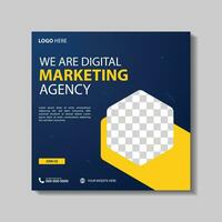 Marketing Agency Social Media Post, Digital Marketing Web Banner, Corporate Square Flyer Template. Vector illustration with Space to add pictures minimal and modern design.