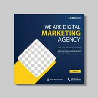 Marketing Agency Social Media Post, Digital Marketing Web Banner, Corporate Square Flyer Template. Vector illustration with Space to add pictures minimal and modern design.