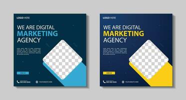 Marketing Agency Social Media Post, Digital Marketing Web Banner, Corporate Square Flyer Template. Vector illustration with Space to add pictures minimal and modern design.