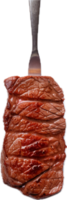 AI generated slices of beef steak on a frok png