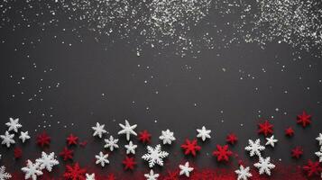 Red white snowflakes snow ai generated banner background copy space photo