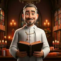 AI generated 3d cartoon of a full body priest photo