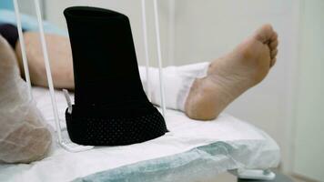 Antivaricose stockings. Preparation for surgery of varicose veins. compression stocking. photo