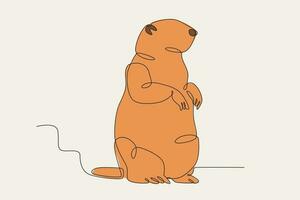 Color illustration of a cute fat groundhog vector