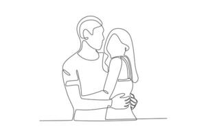 A couple hugging side view vector