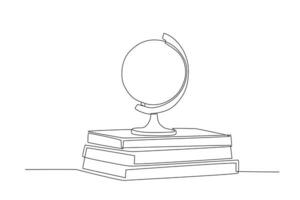 A globe on top of a stack of books vector