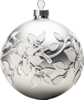 glimmend zilver Kerstmis bal PNG met ai gegenereerd.